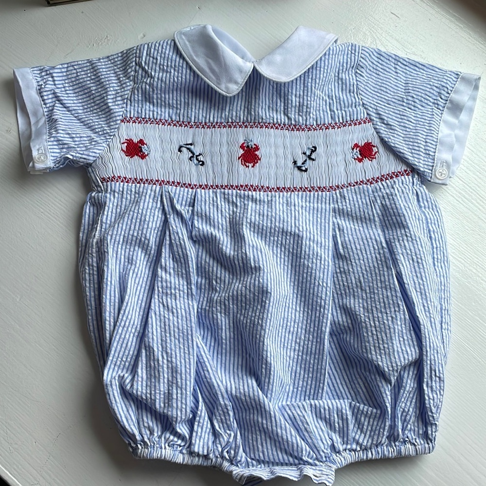 Bella Bliss Seersucker Bubble with Peter Pan collar